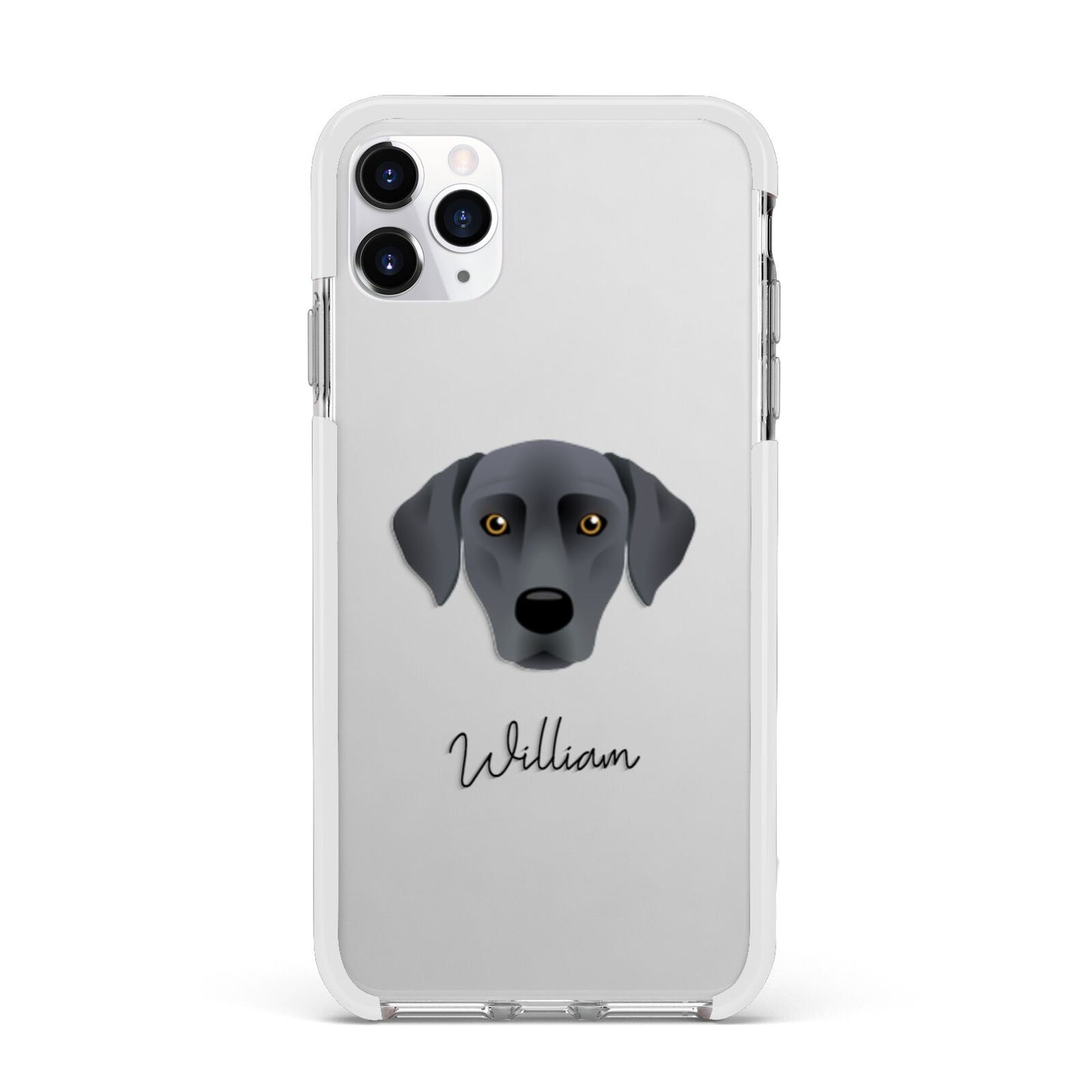 Blue Lacy Personalised Apple iPhone 11 Pro Max in Silver with White Impact Case