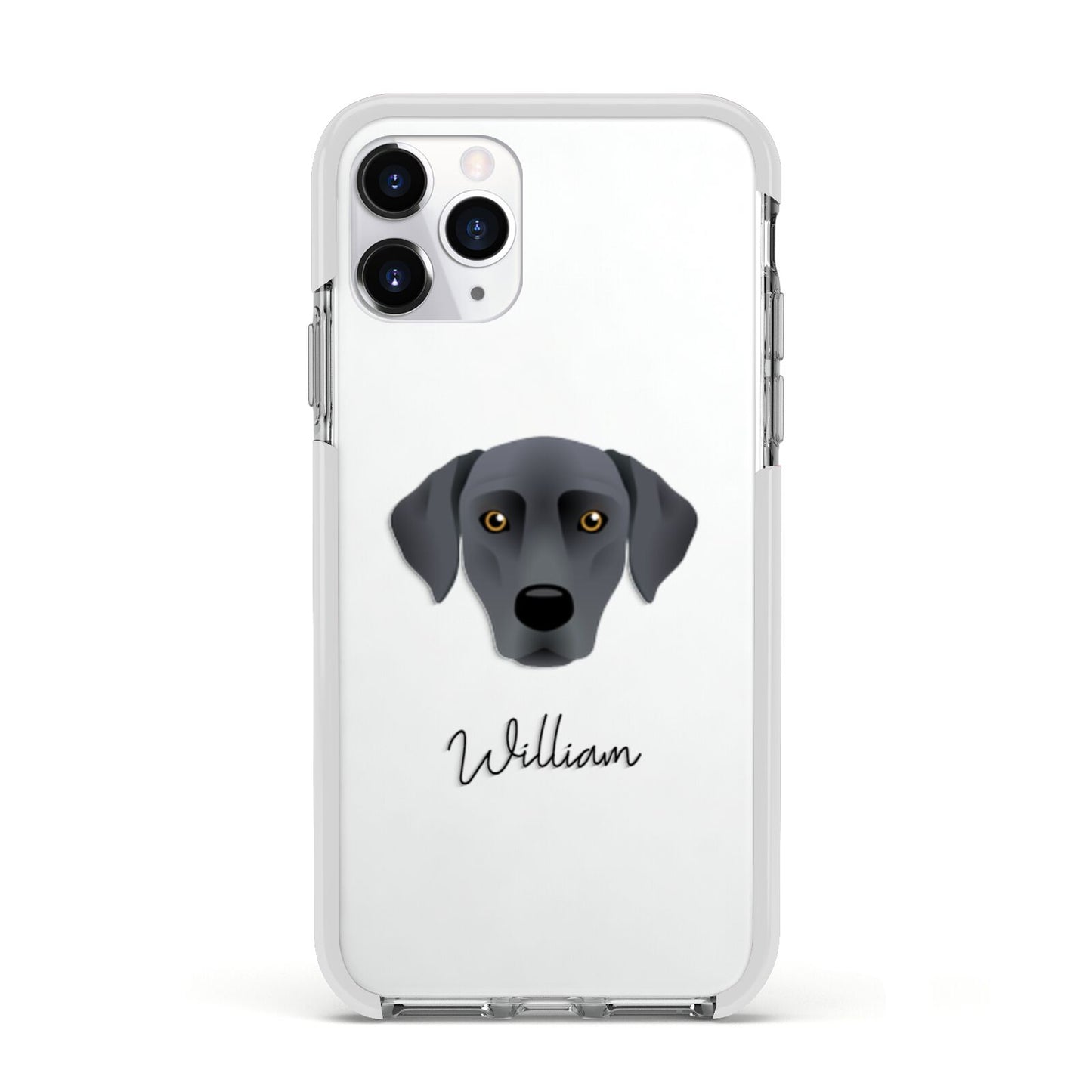 Blue Lacy Personalised Apple iPhone 11 Pro in Silver with White Impact Case