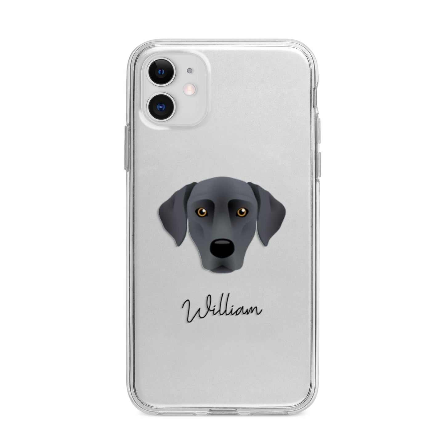 Blue Lacy Personalised Apple iPhone 11 in White with Bumper Case
