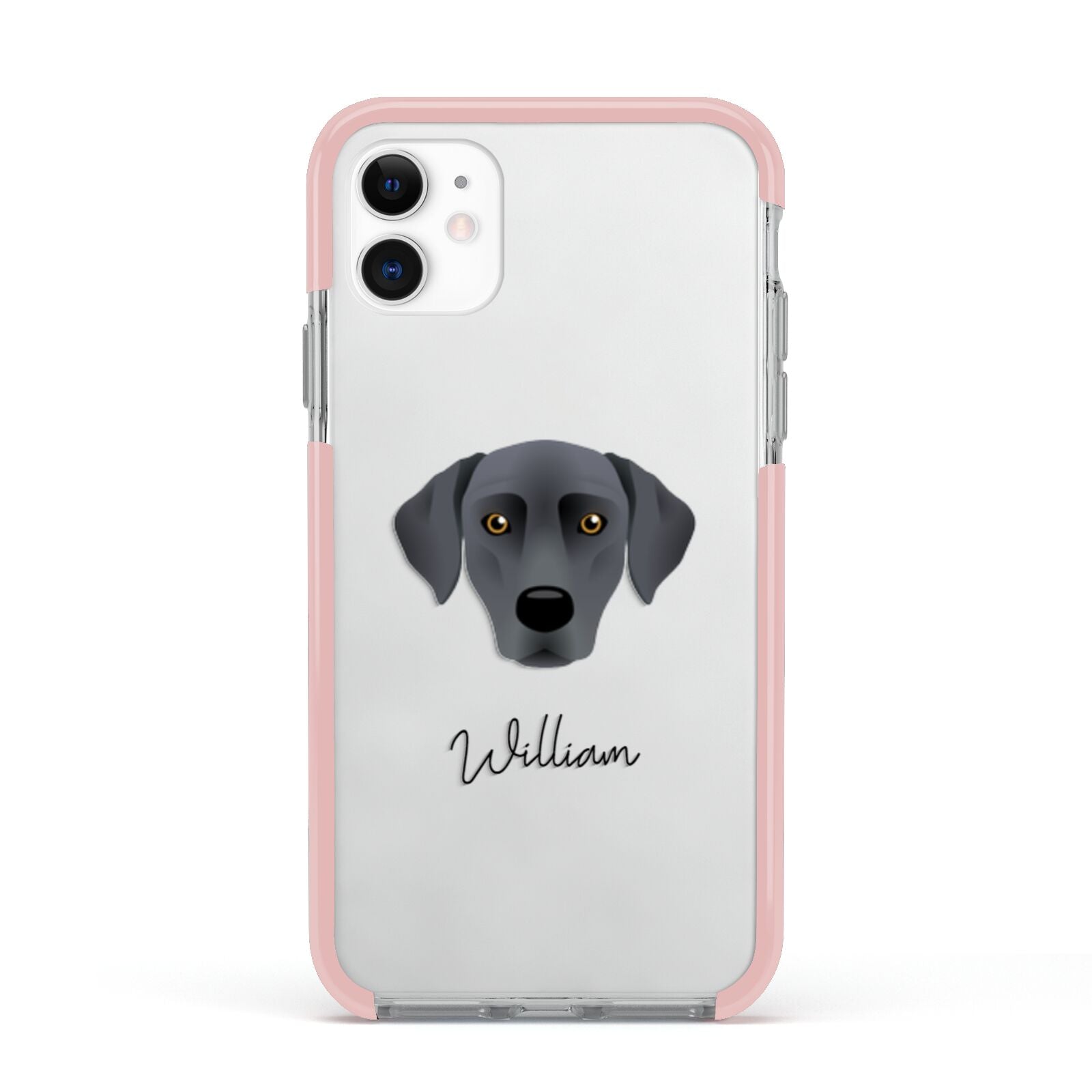 Blue Lacy Personalised Apple iPhone 11 in White with Pink Impact Case