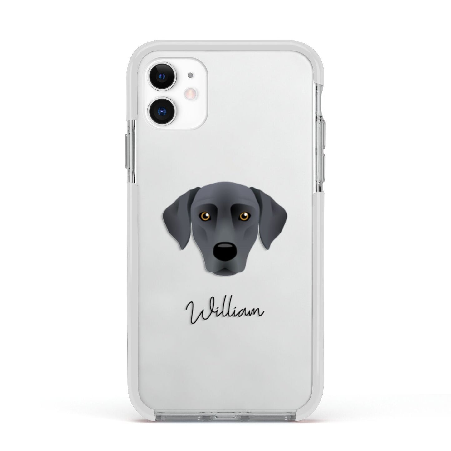 Blue Lacy Personalised Apple iPhone 11 in White with White Impact Case