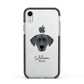 Blue Lacy Personalised Apple iPhone XR Impact Case Black Edge on Silver Phone