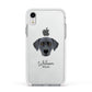 Blue Lacy Personalised Apple iPhone XR Impact Case White Edge on Silver Phone