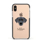 Blue Lacy Personalised Apple iPhone Xs Impact Case Black Edge on Gold Phone