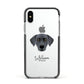 Blue Lacy Personalised Apple iPhone Xs Impact Case Black Edge on Silver Phone