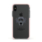 Blue Lacy Personalised Apple iPhone Xs Impact Case Pink Edge on Black Phone