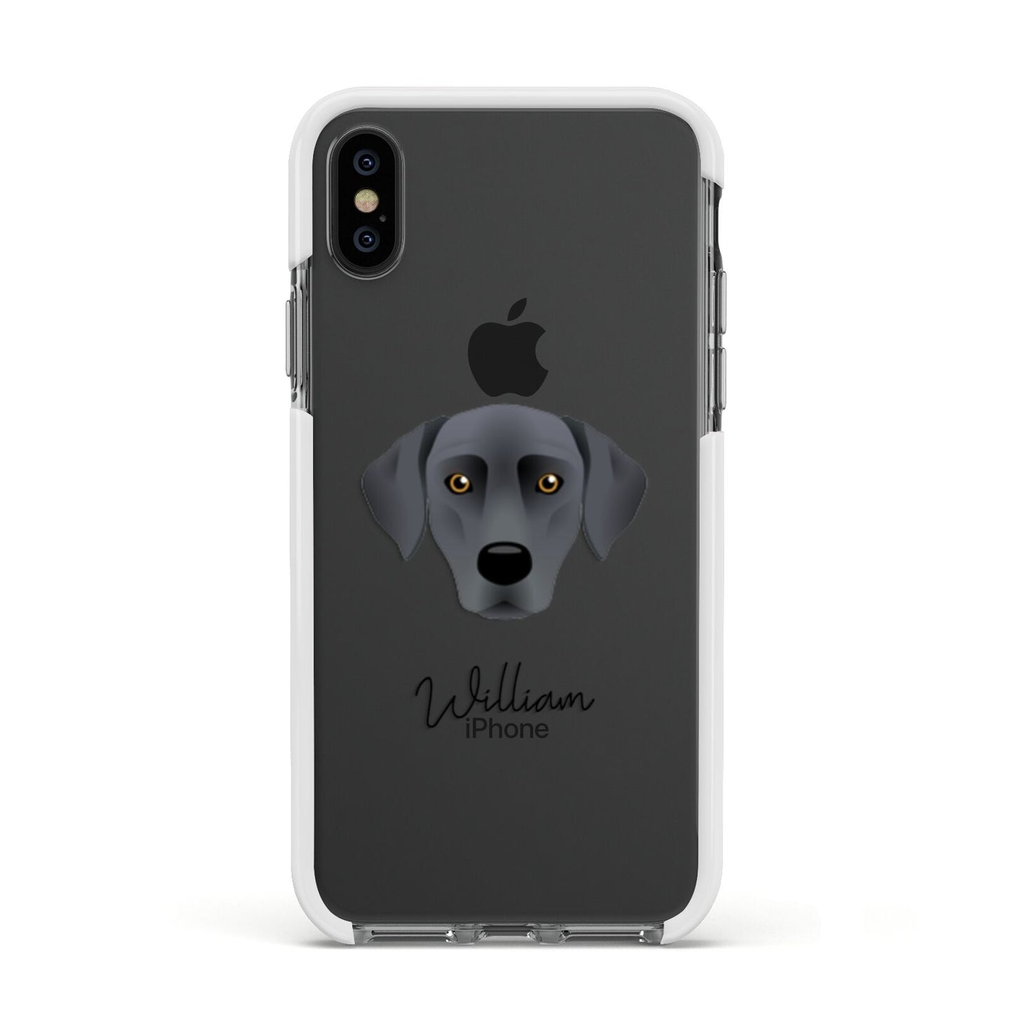 Blue Lacy Personalised Apple iPhone Xs Impact Case White Edge on Black Phone