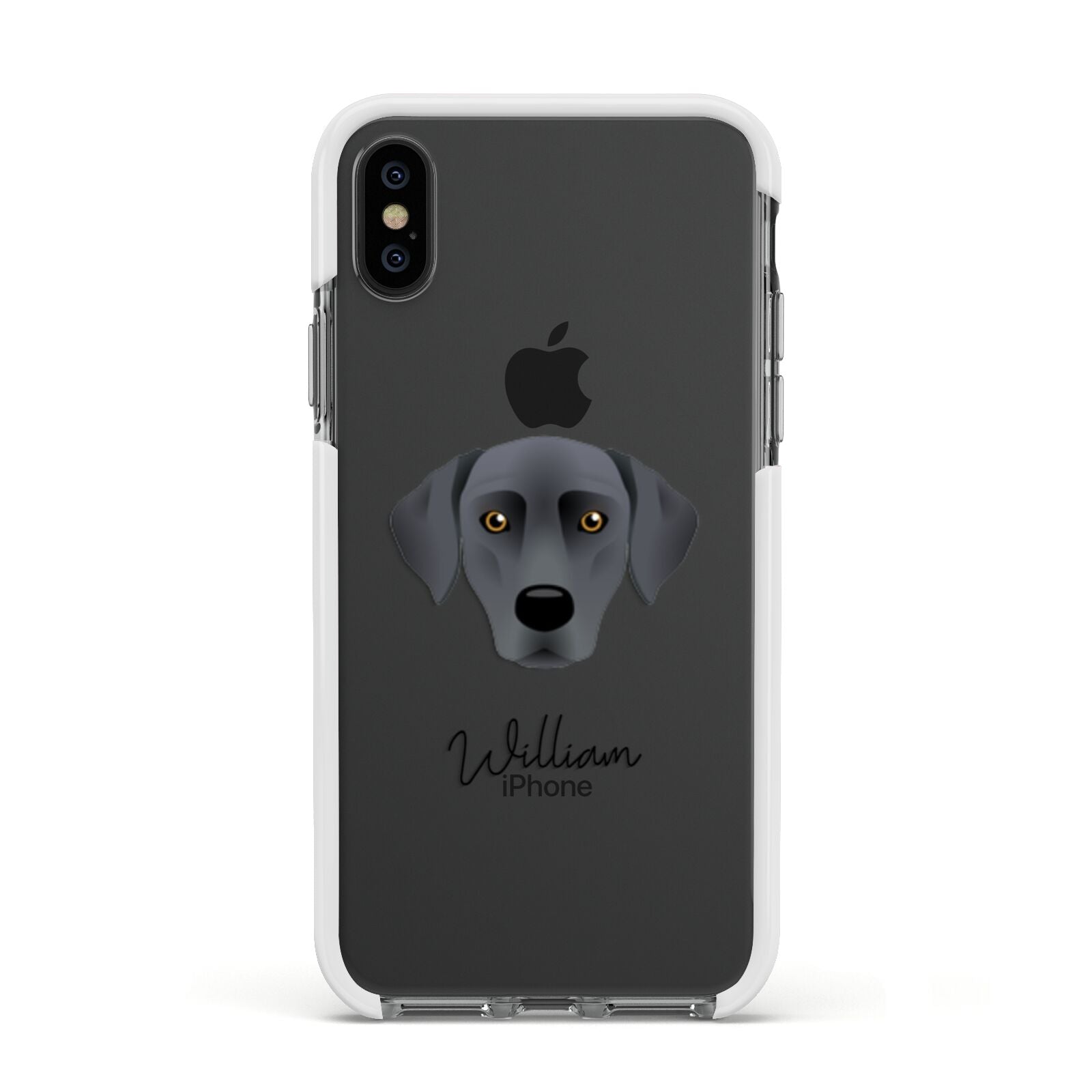 Blue Lacy Personalised Apple iPhone Xs Impact Case White Edge on Black Phone
