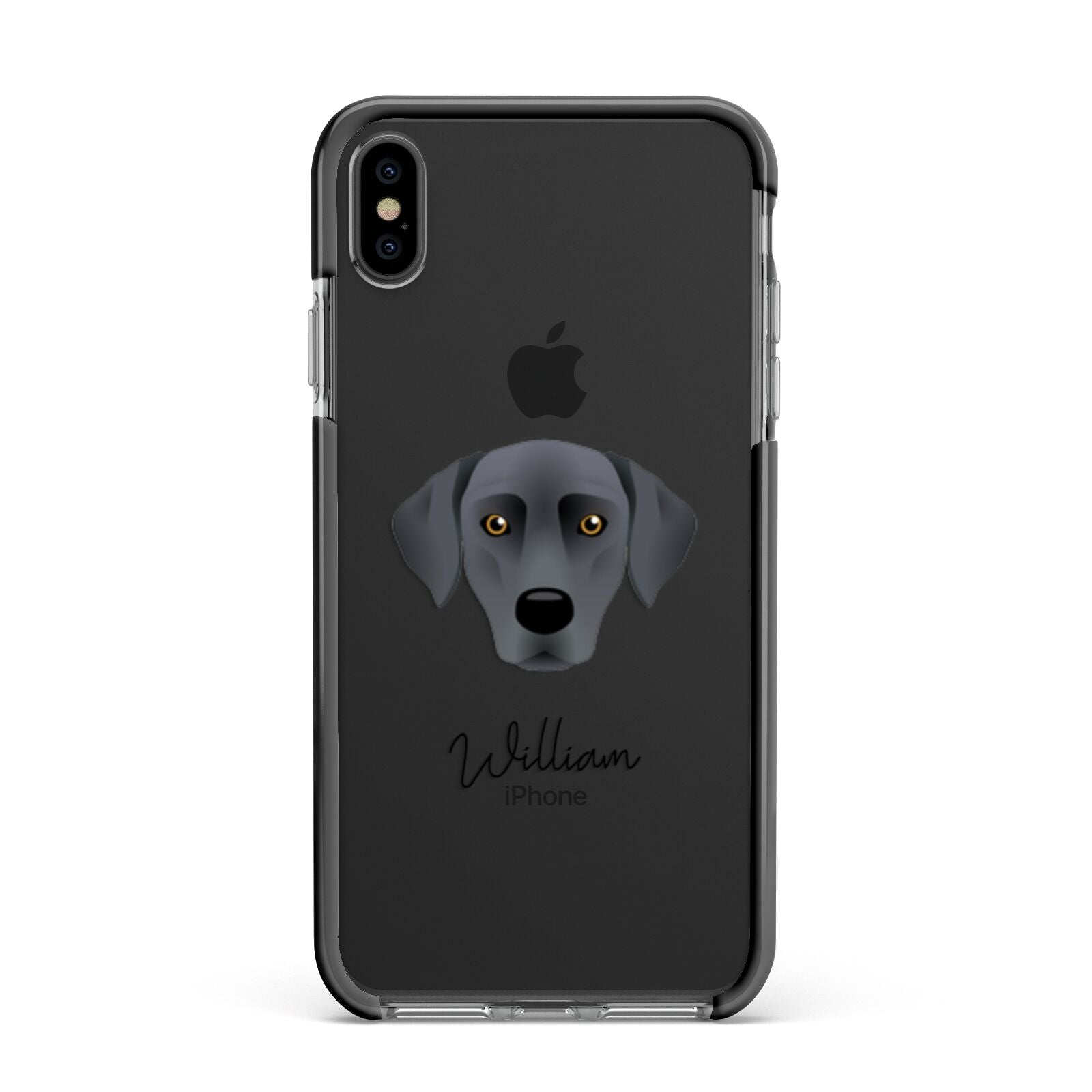 Blue Lacy Personalised Apple iPhone Xs Max Impact Case Black Edge on Black Phone