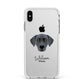 Blue Lacy Personalised Apple iPhone Xs Max Impact Case White Edge on Silver Phone