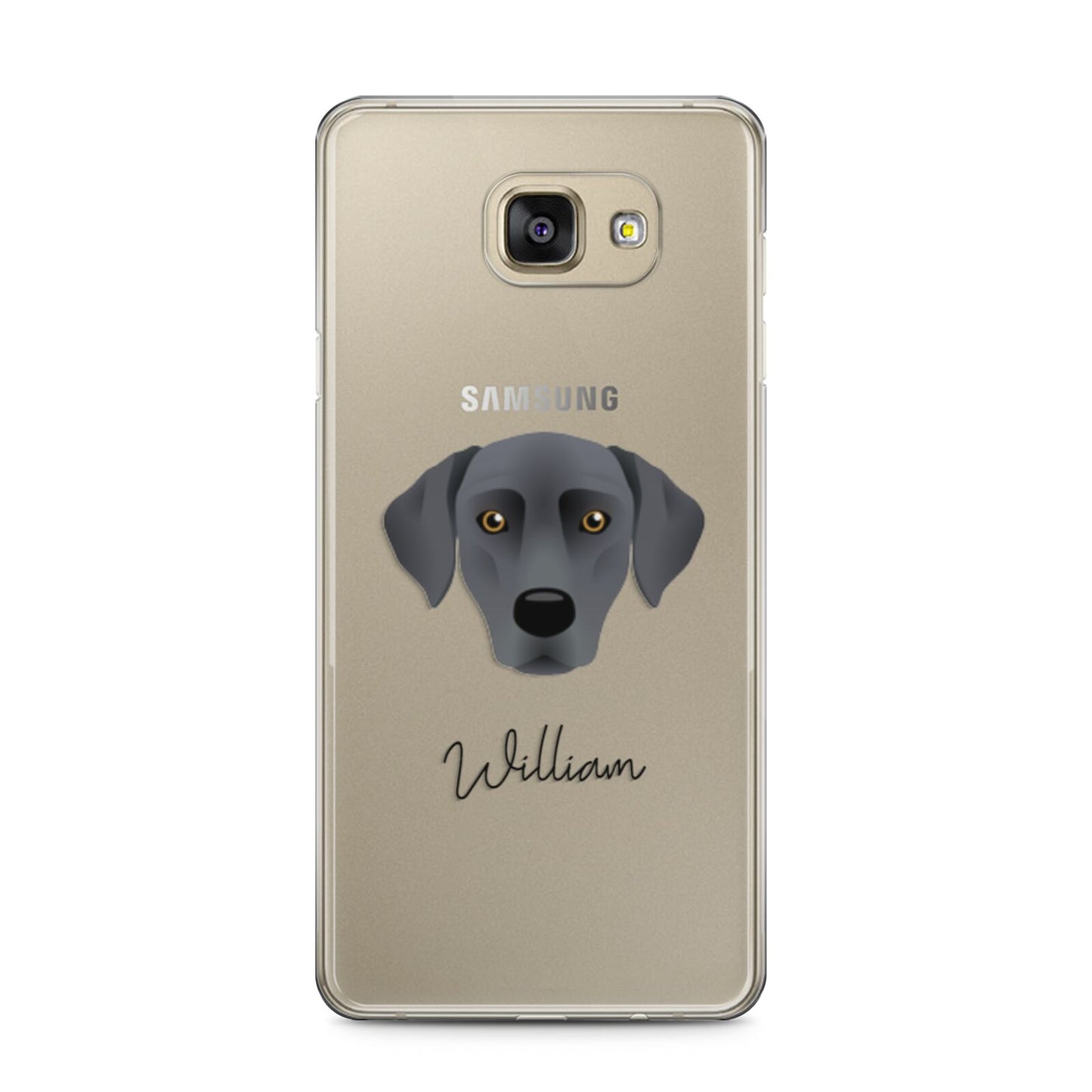 Blue Lacy Personalised Samsung Galaxy A5 2016 Case on gold phone