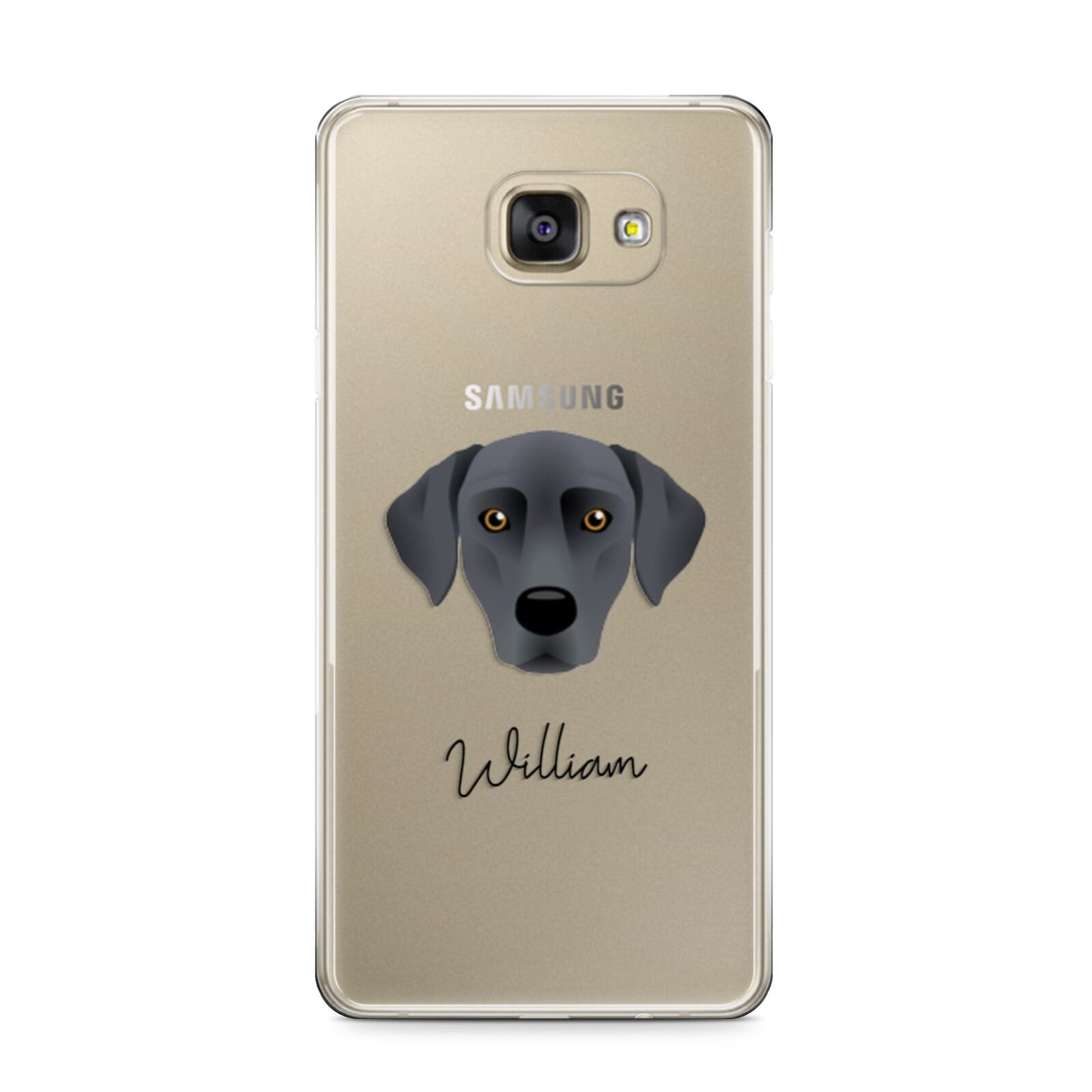 Blue Lacy Personalised Samsung Galaxy A9 2016 Case on gold phone