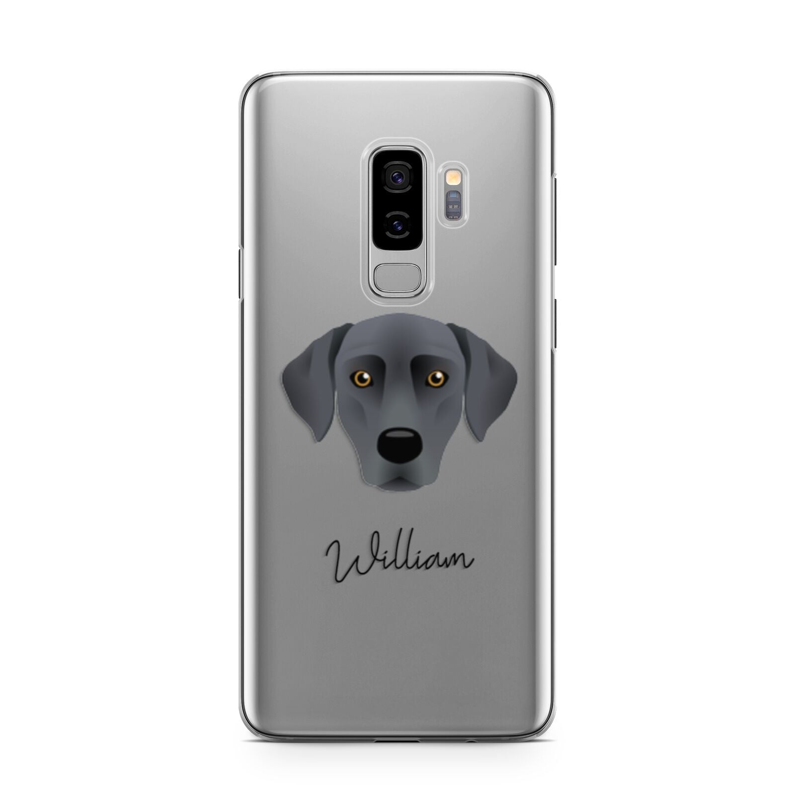 Blue Lacy Personalised Samsung Galaxy S9 Plus Case on Silver phone