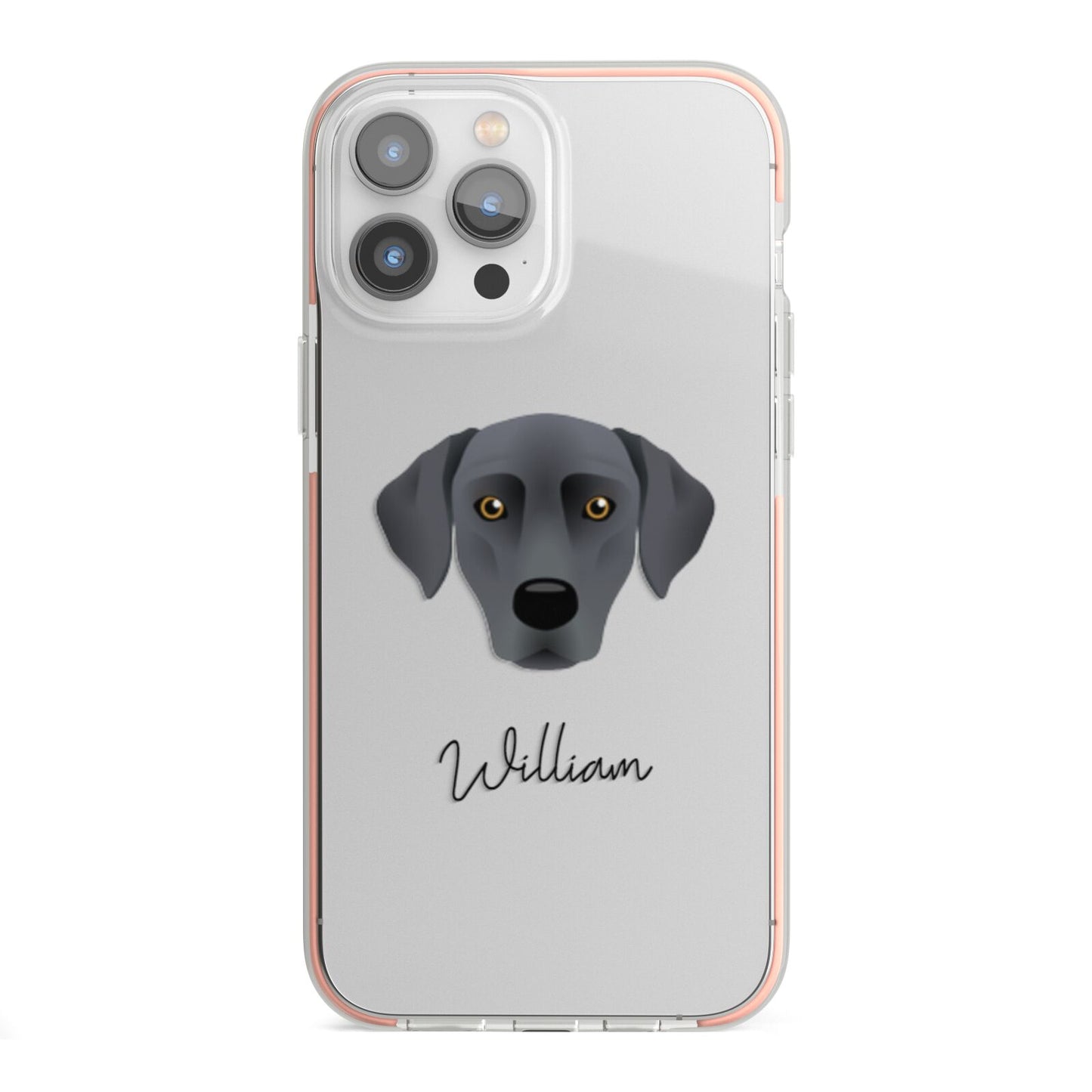 Blue Lacy Personalised iPhone 13 Pro Max TPU Impact Case with Pink Edges