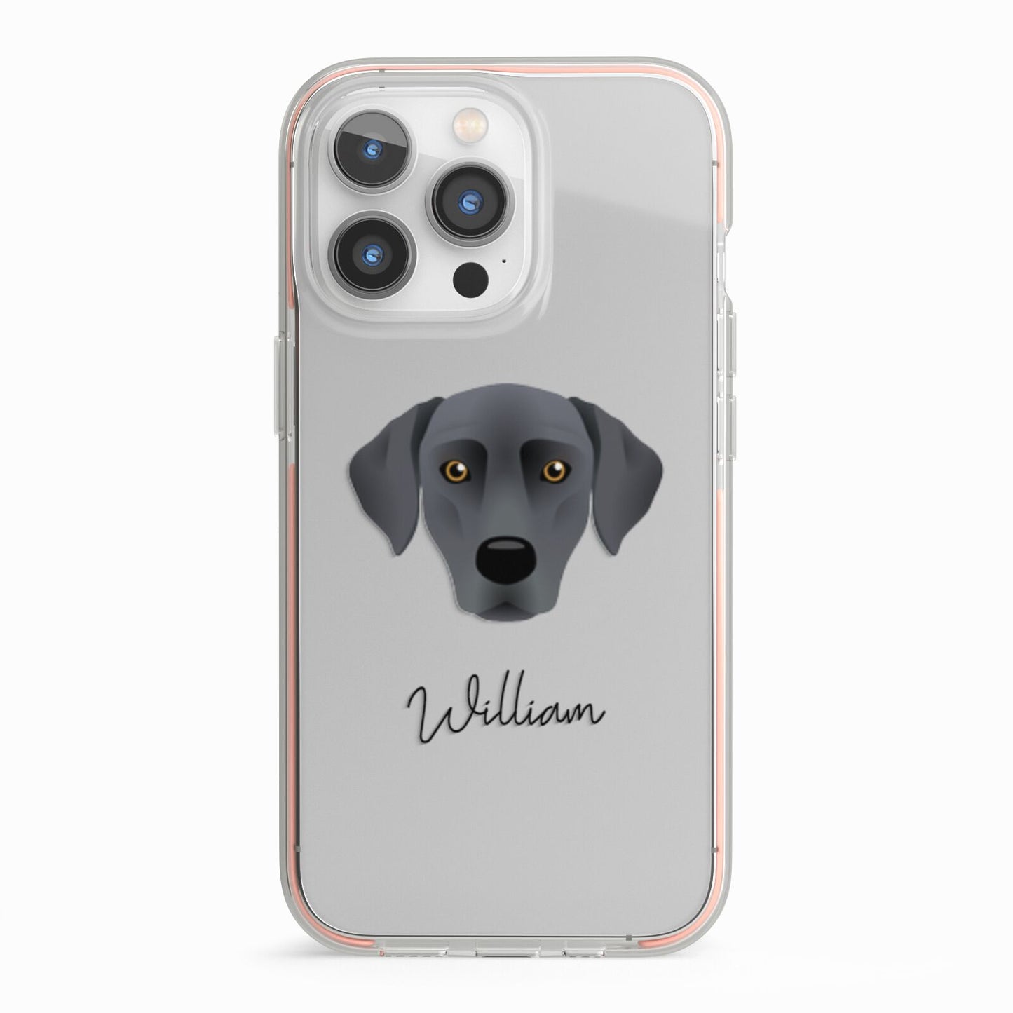 Blue Lacy Personalised iPhone 13 Pro TPU Impact Case with Pink Edges