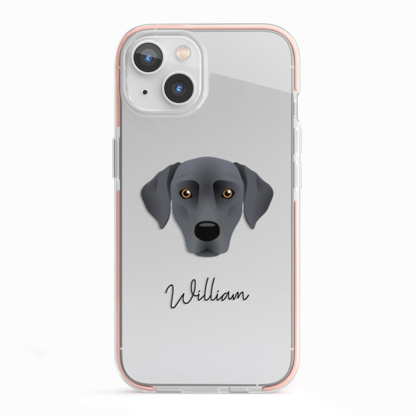 Blue Lacy Personalised iPhone 13 TPU Impact Case with Pink Edges