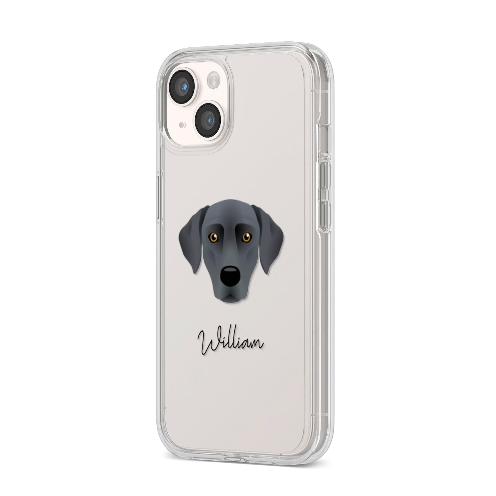 Blue Lacy Personalised iPhone 14 Clear Tough Case Starlight Angled Image