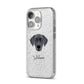 Blue Lacy Personalised iPhone 14 Pro Glitter Tough Case Silver Angled Image