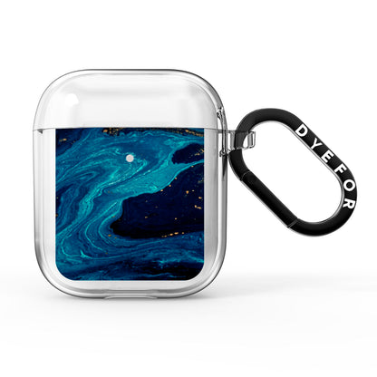 Blue Lagoon Marble AirPods Clear Case