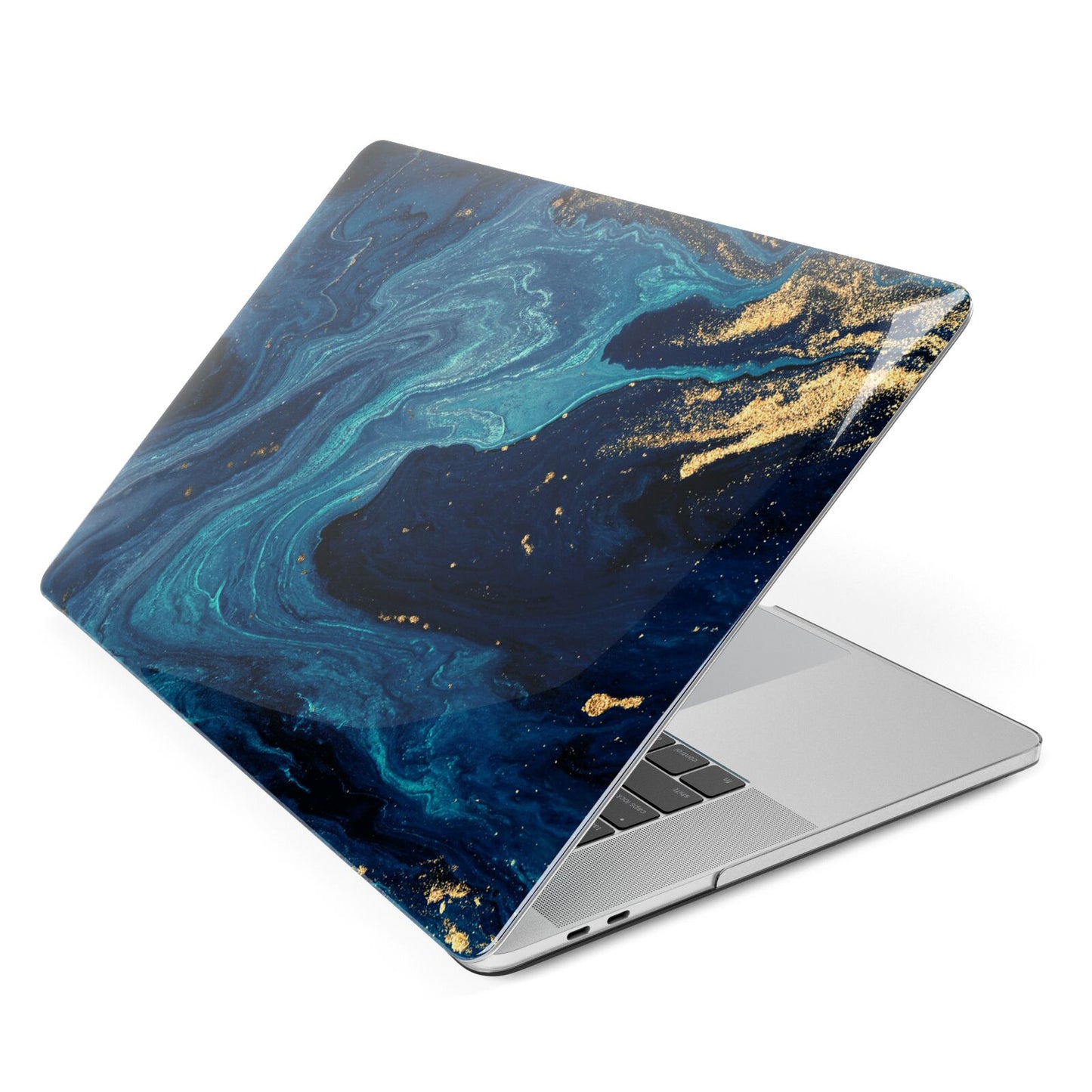 Blue Lagoon Marble Apple MacBook Case Side View