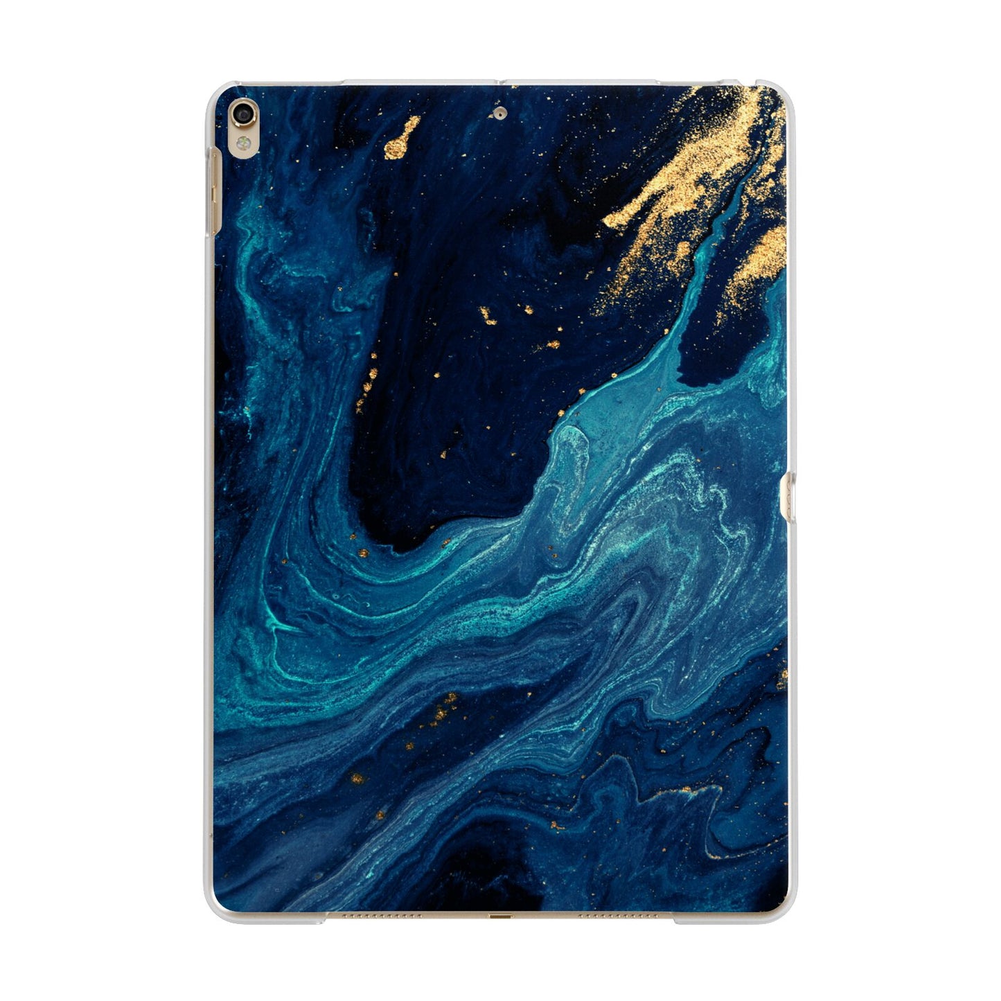 Blue Lagoon Marble Apple iPad Gold Case