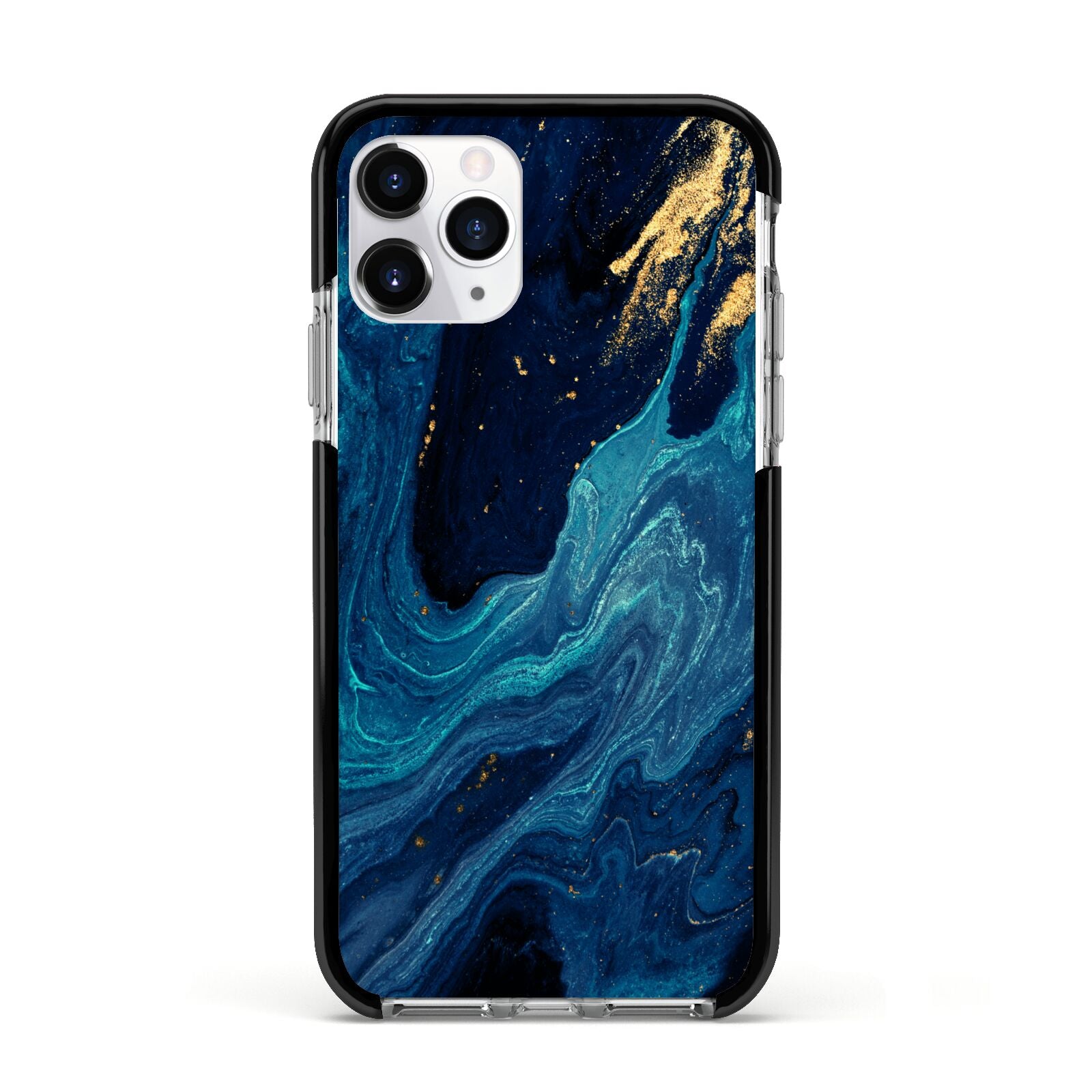 Blue Lagoon Marble Apple iPhone 11 Pro in Silver with Black Impact Case