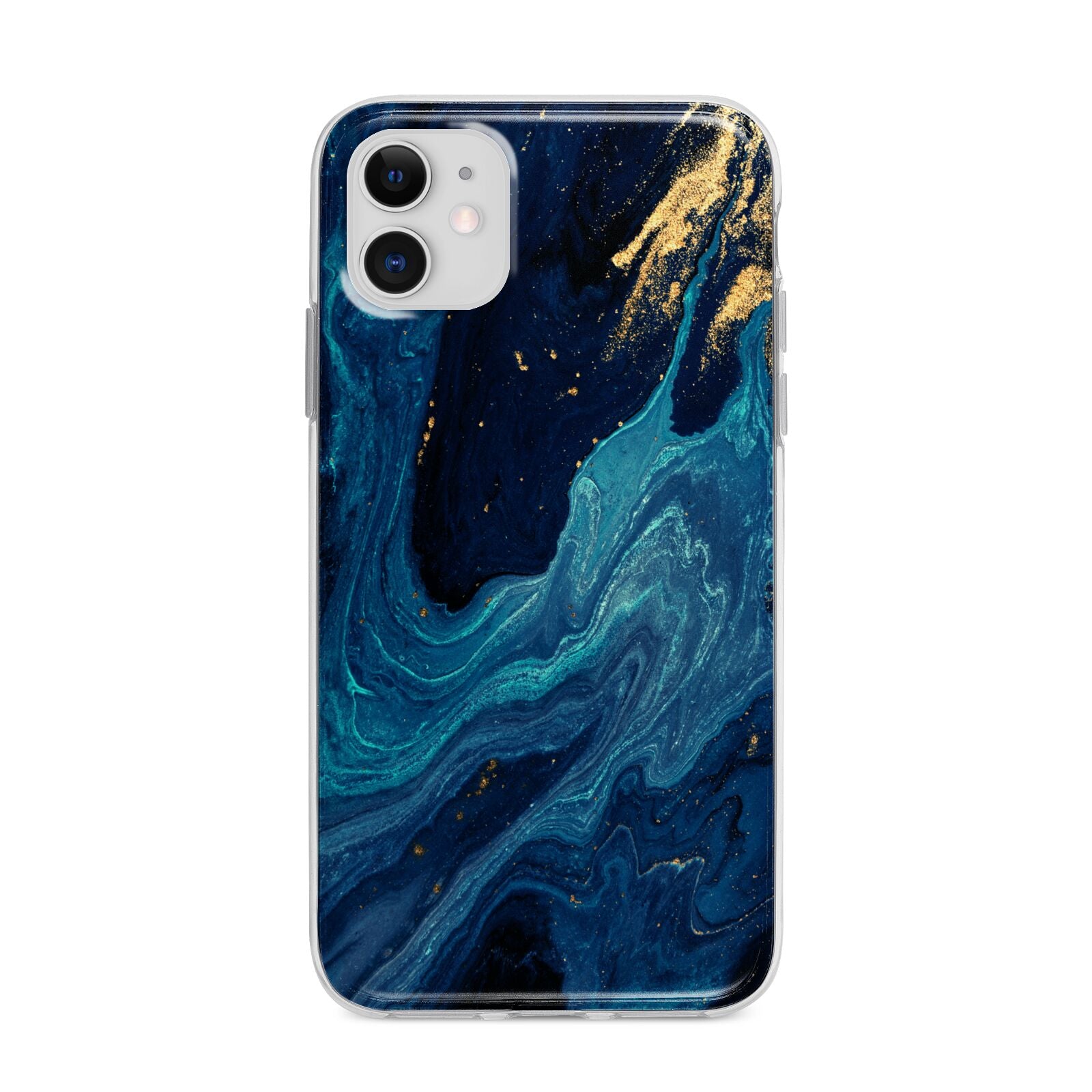 Blue Lagoon Marble Apple iPhone 11 in White with Bumper Case