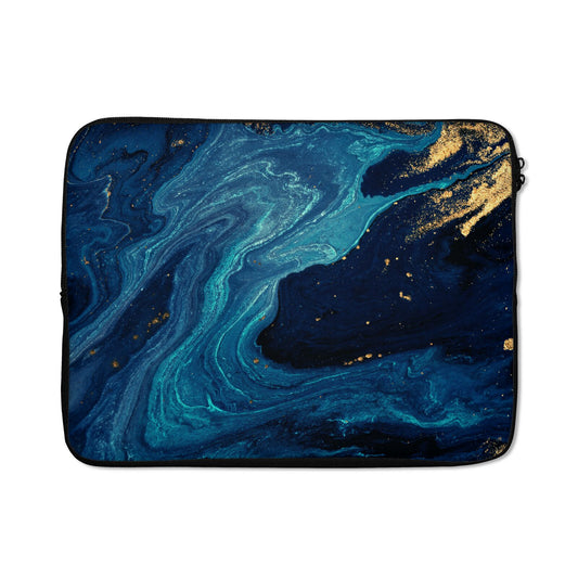 Blue Lagoon Marble Laptop Bag with Zip