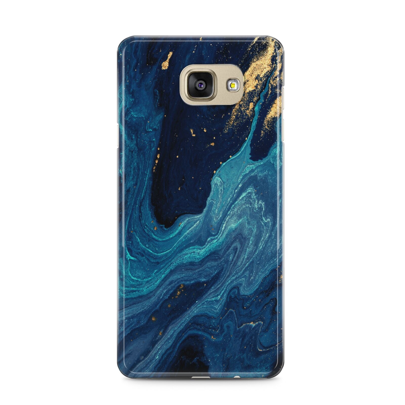 Blue Lagoon Marble Samsung Galaxy A5 2016 Case on gold phone