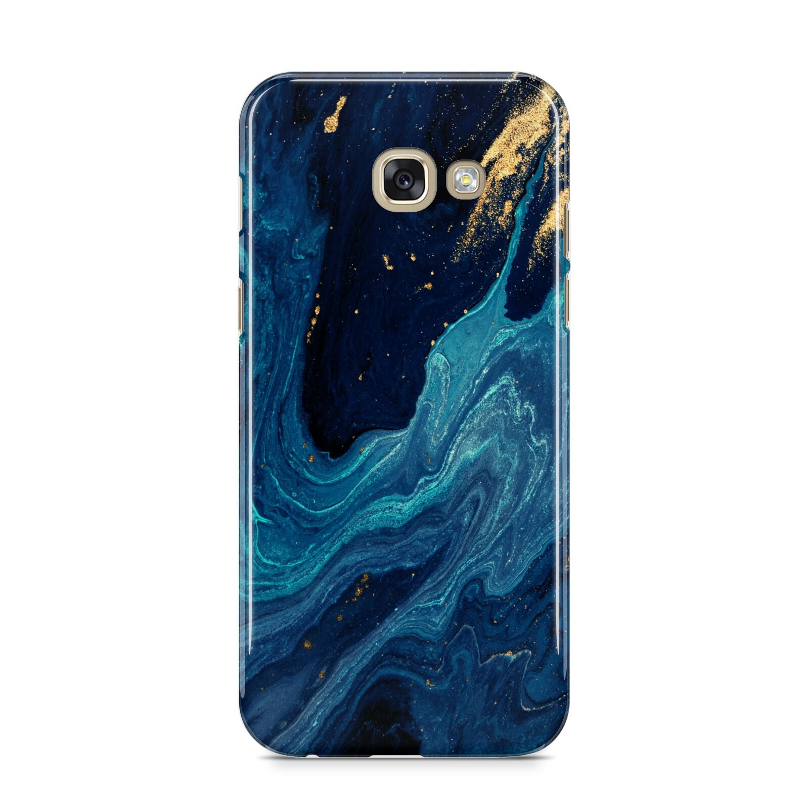 Blue Lagoon Marble Samsung Galaxy A5 2017 Case on gold phone
