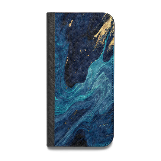 Blue Lagoon Marble Vegan Leather Flip iPhone Case