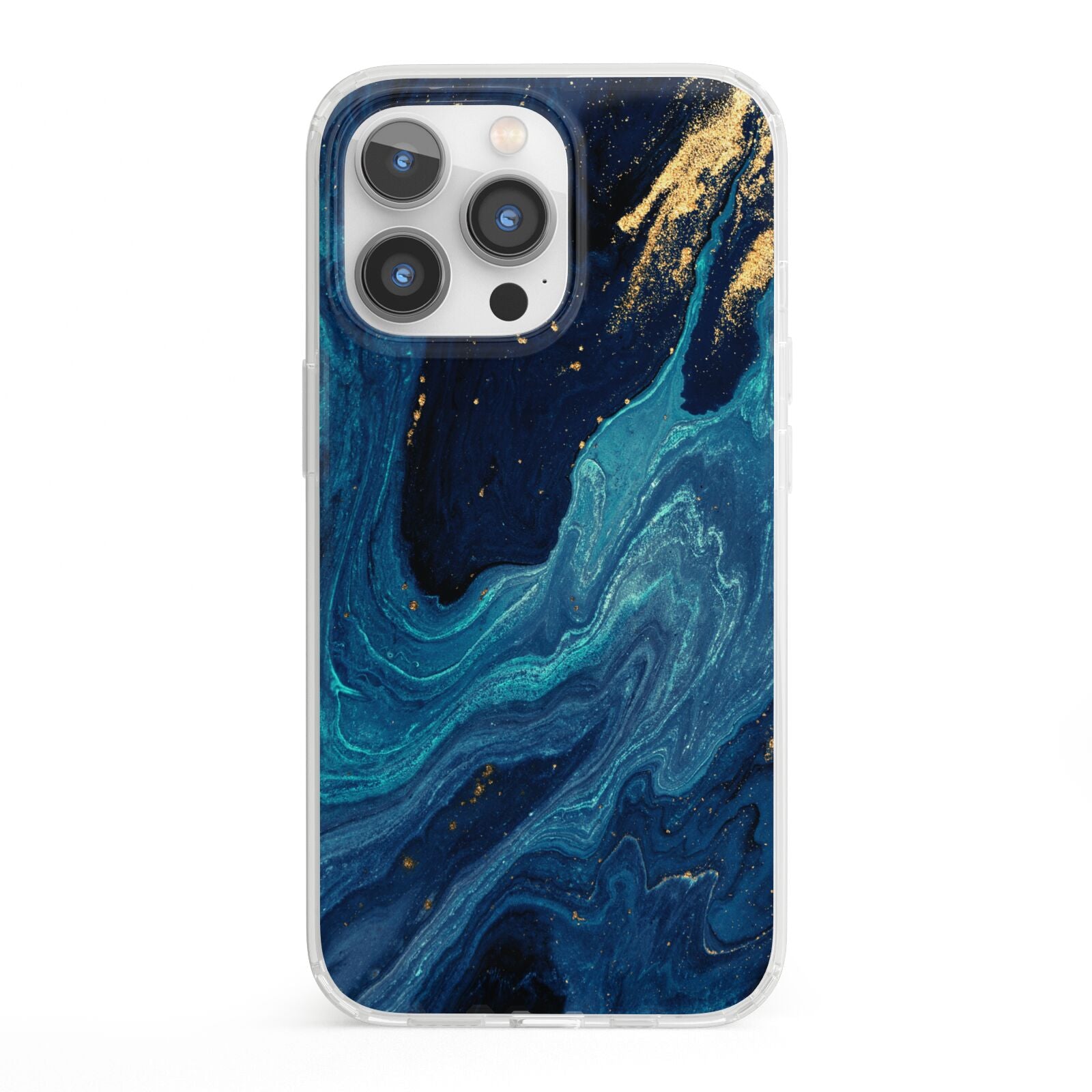Blue Lagoon Marble iPhone 13 Pro Clear Bumper Case