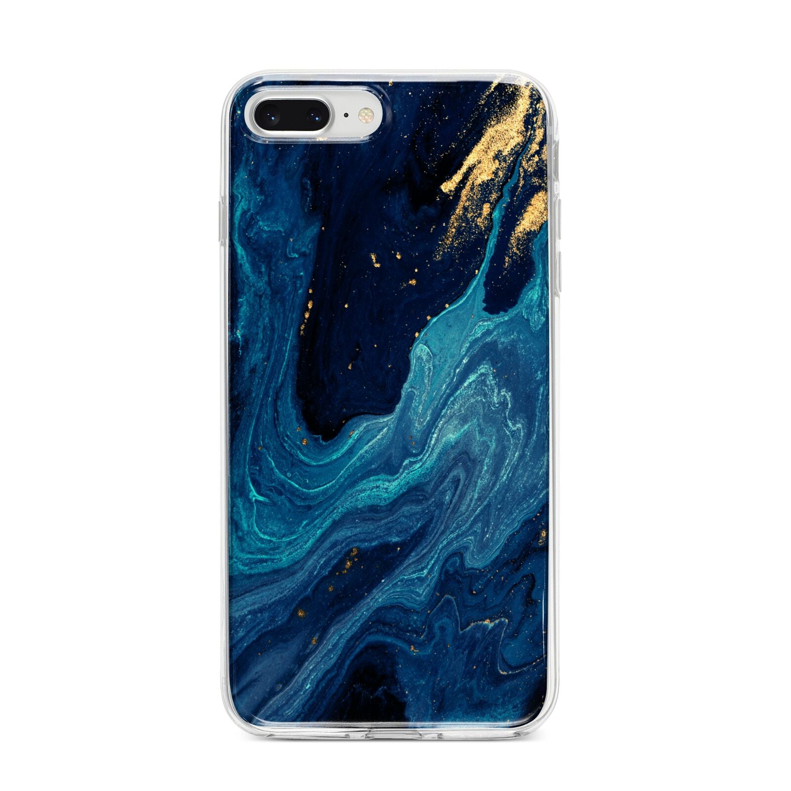 Blue Lagoon Marble iPhone 8 Plus Bumper Case on Silver iPhone