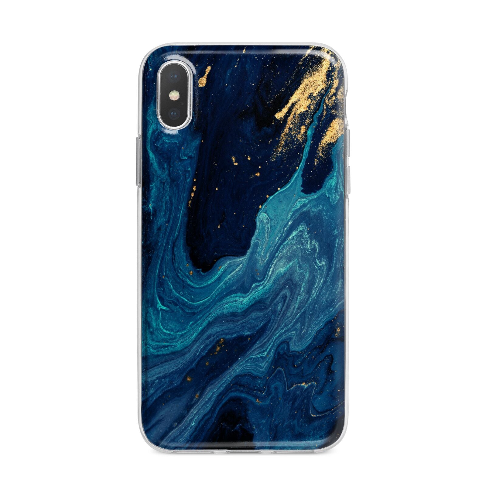 Blue Lagoon Marble iPhone X Bumper Case on Silver iPhone Alternative Image 1