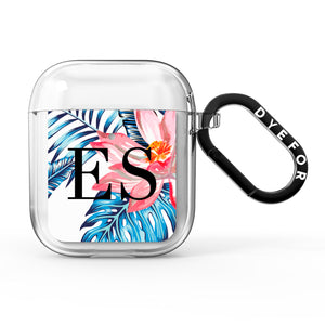 Blue Leaves & Pink Flamingos AirPods Case