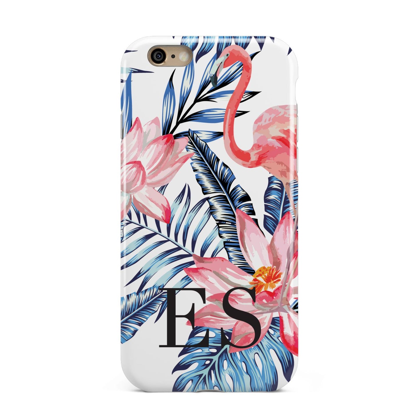 Blue Leaves Pink Flamingos Apple iPhone 6 3D Tough Case