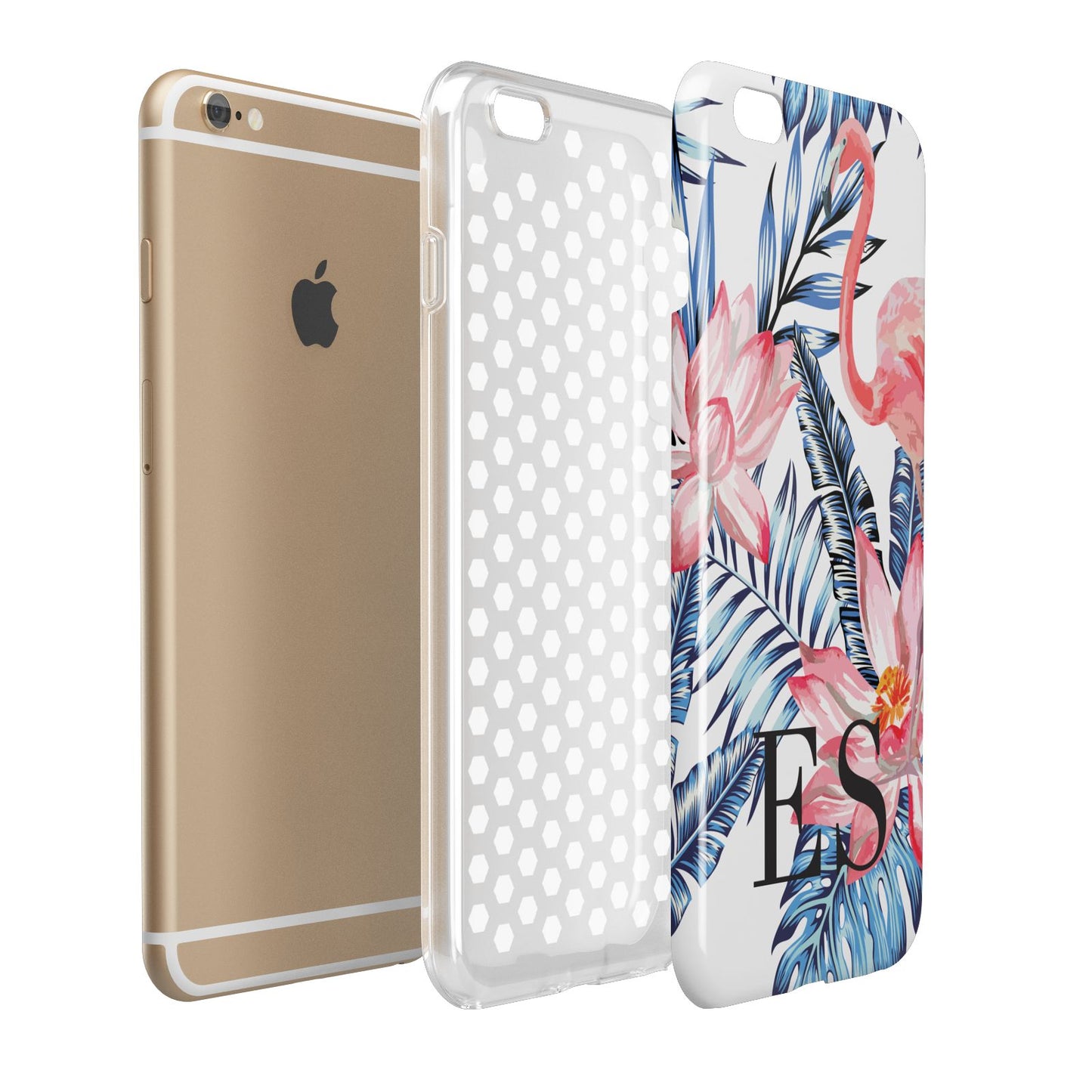 Blue Leaves Pink Flamingos Apple iPhone 6 Plus 3D Tough Case