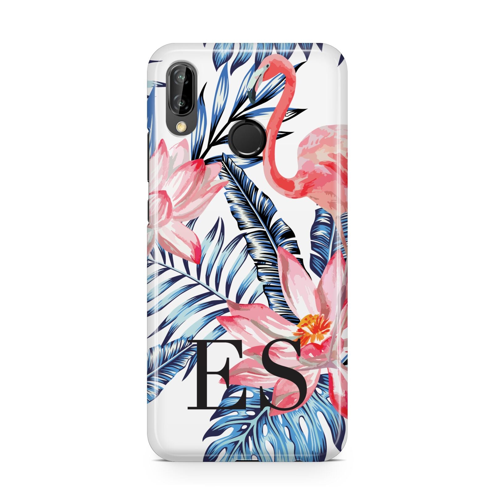Blue Leaves Pink Flamingos Huawei P20 Lite Phone Case