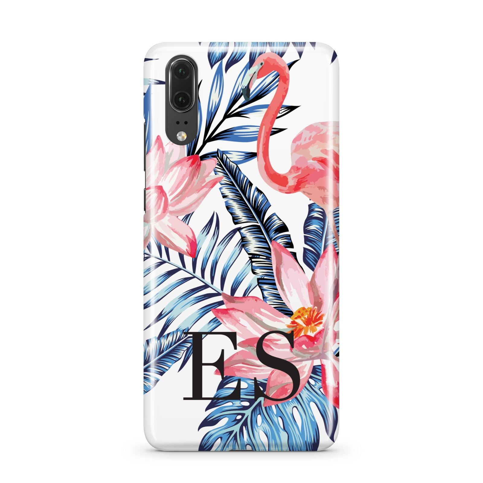Blue Leaves Pink Flamingos Huawei P20 Phone Case