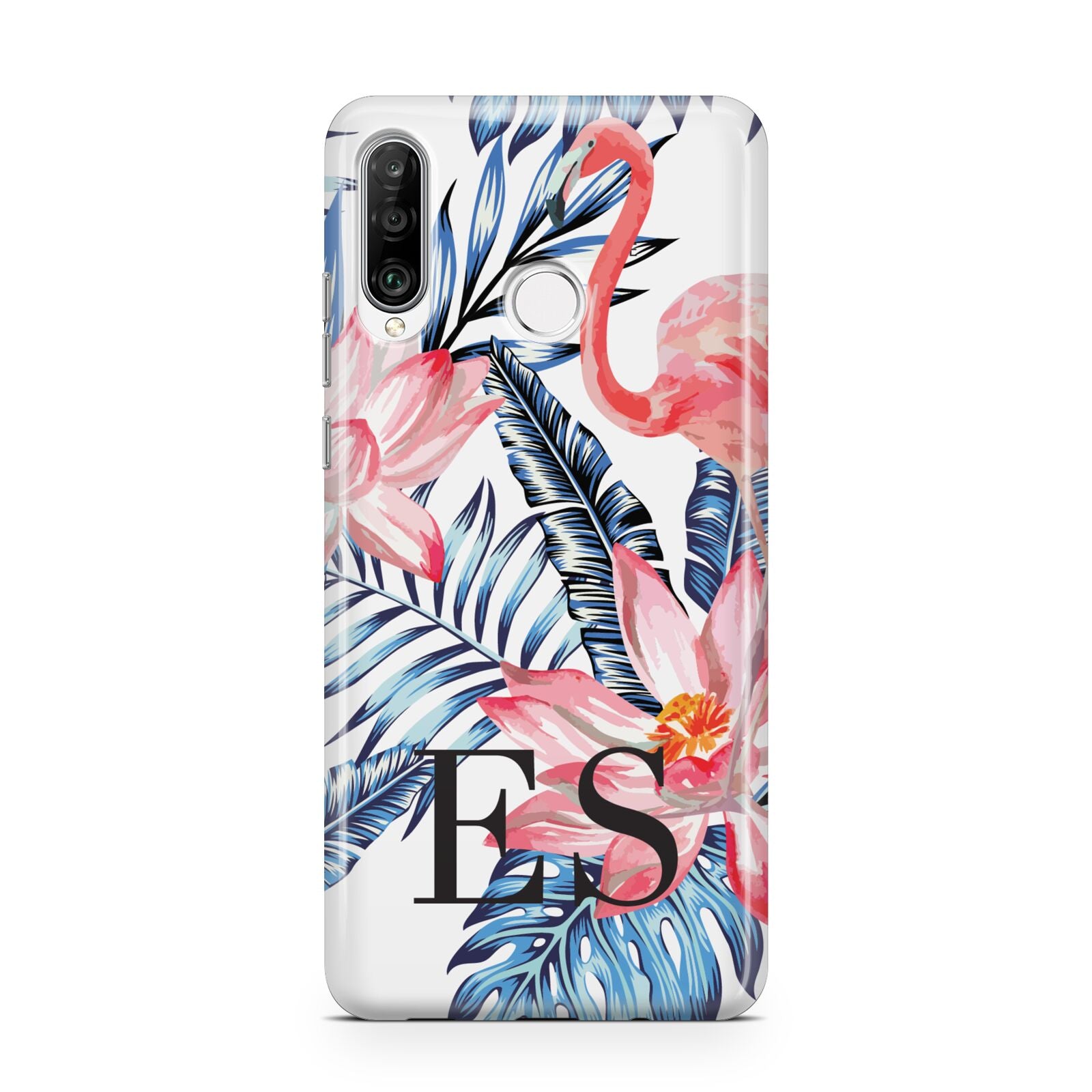 Blue Leaves Pink Flamingos Huawei P30 Lite Phone Case