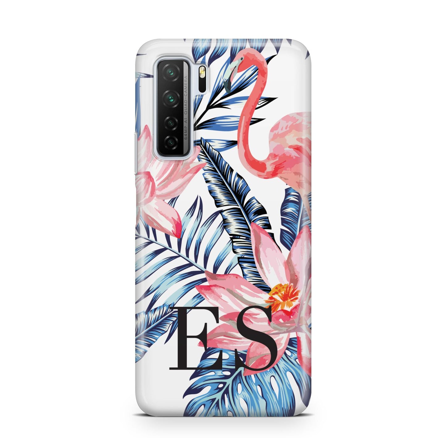 Blue Leaves Pink Flamingos Huawei P40 Lite 5G Phone Case