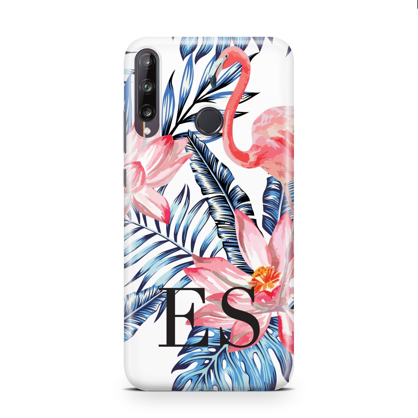 Blue Leaves Pink Flamingos Huawei P40 Lite E Phone Case