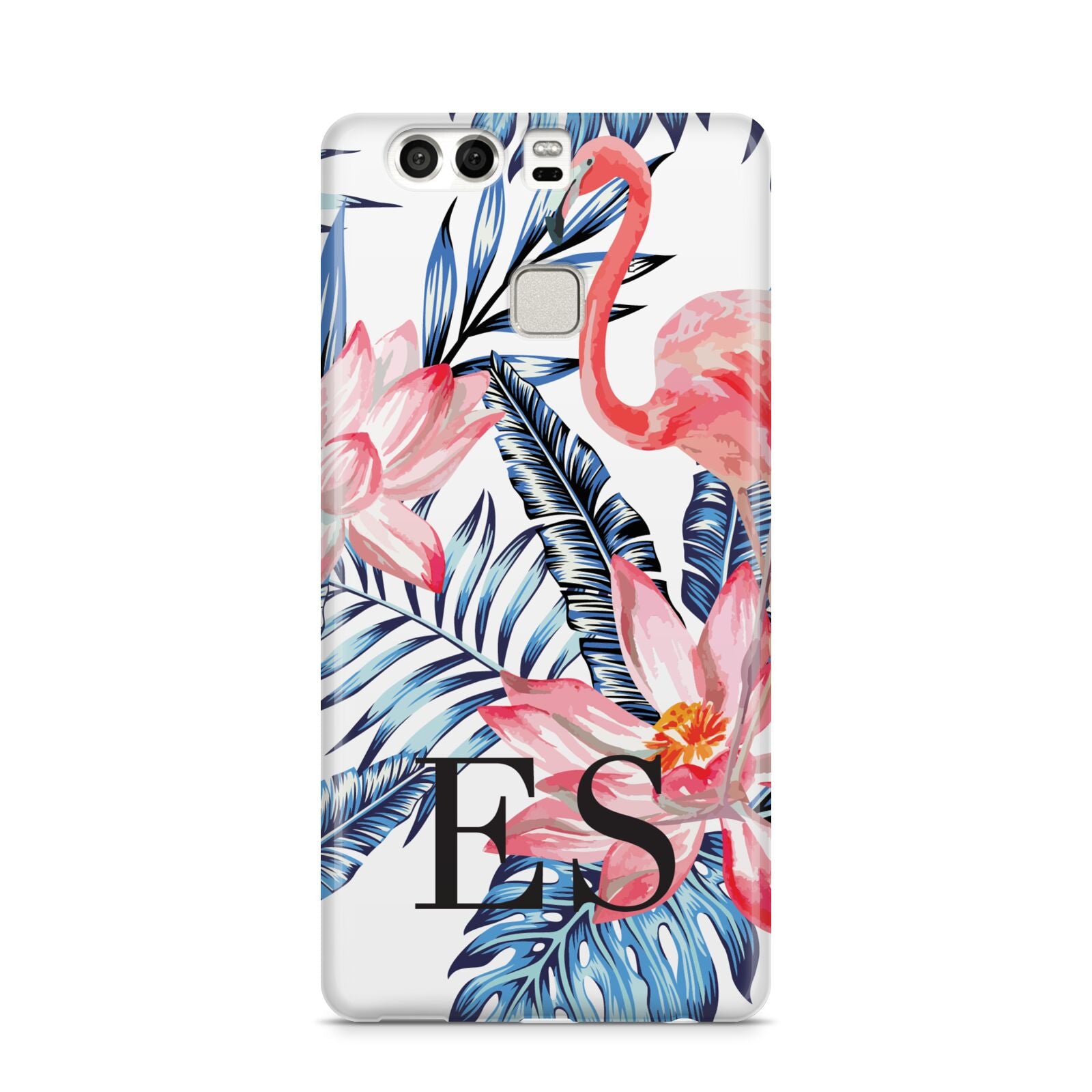 Blue Leaves Pink Flamingos Huawei P9 Case