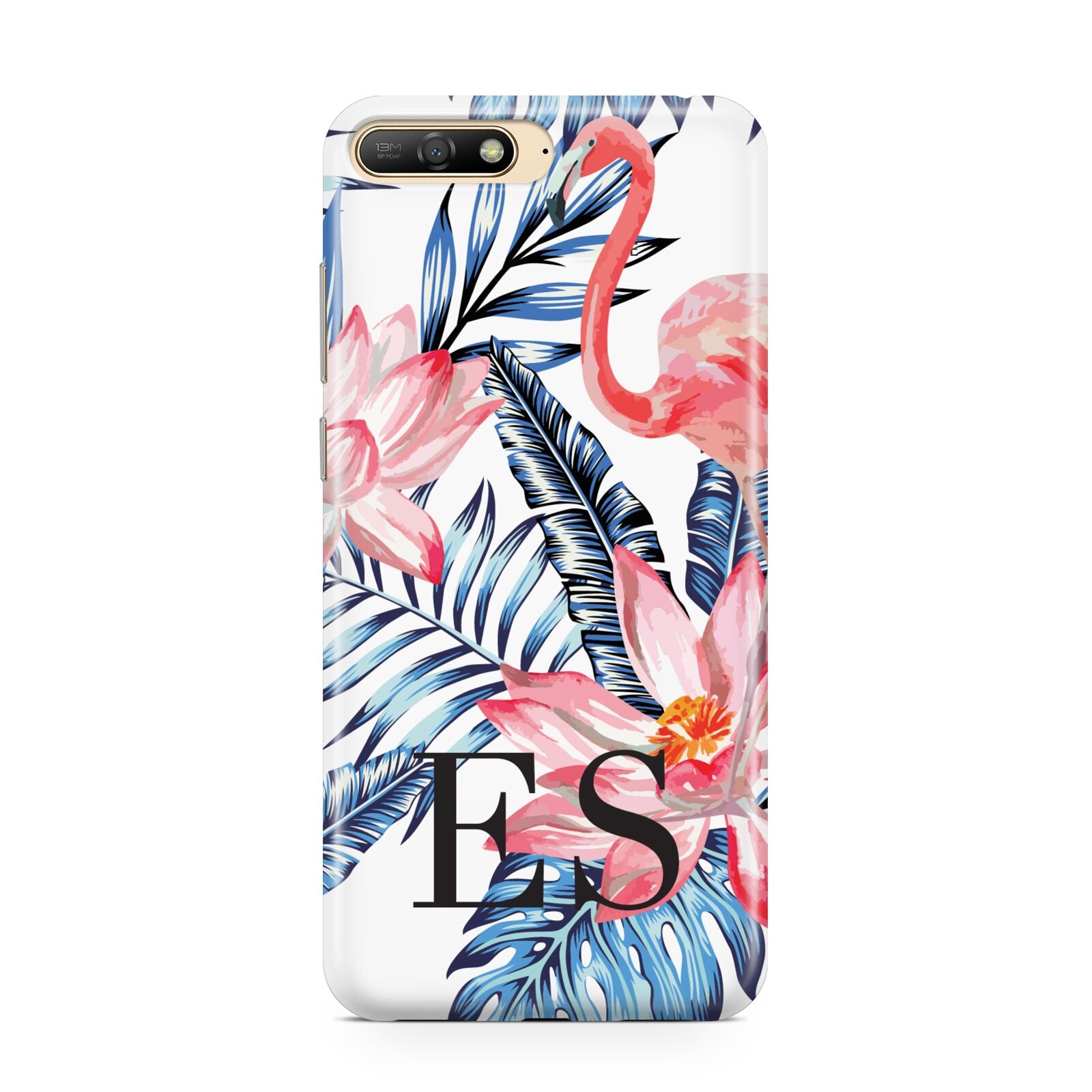 Blue Leaves Pink Flamingos Huawei Y6 2018