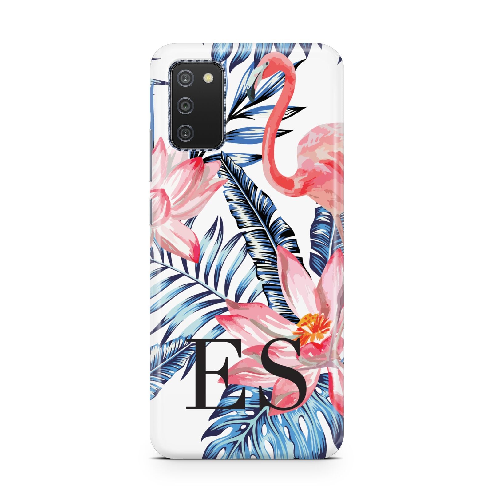 Blue Leaves Pink Flamingos Samsung A02s Case