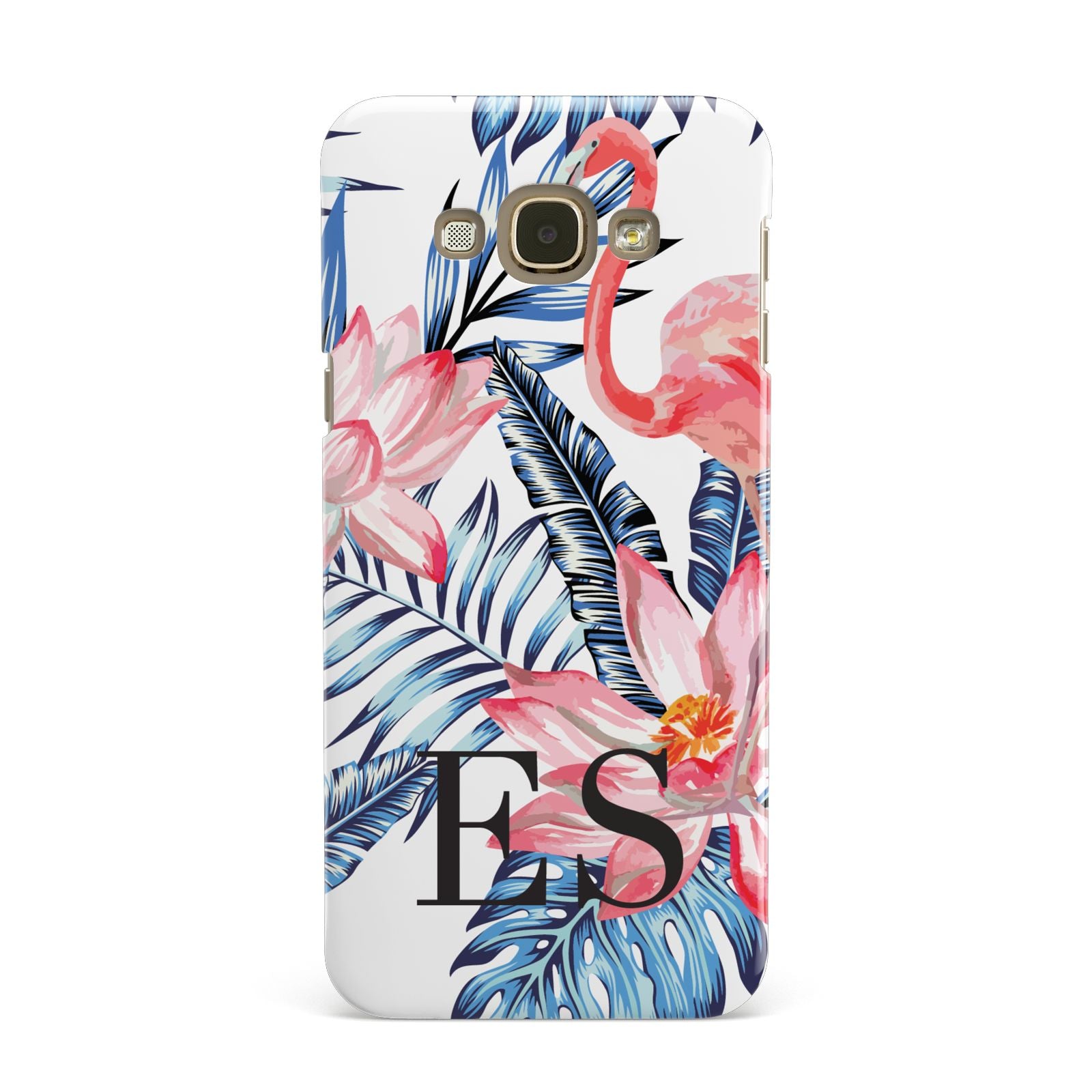 Blue Leaves Pink Flamingos Samsung Galaxy A8 Case