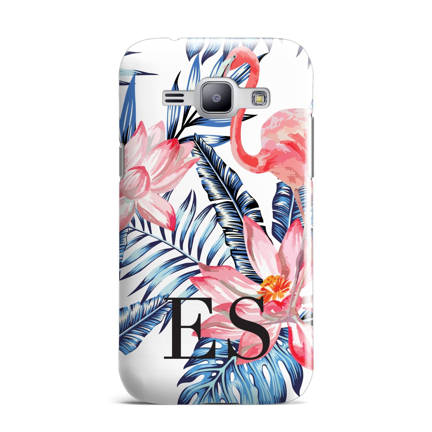 Blue Leaves Pink Flamingos Samsung Galaxy J1 2015 Case
