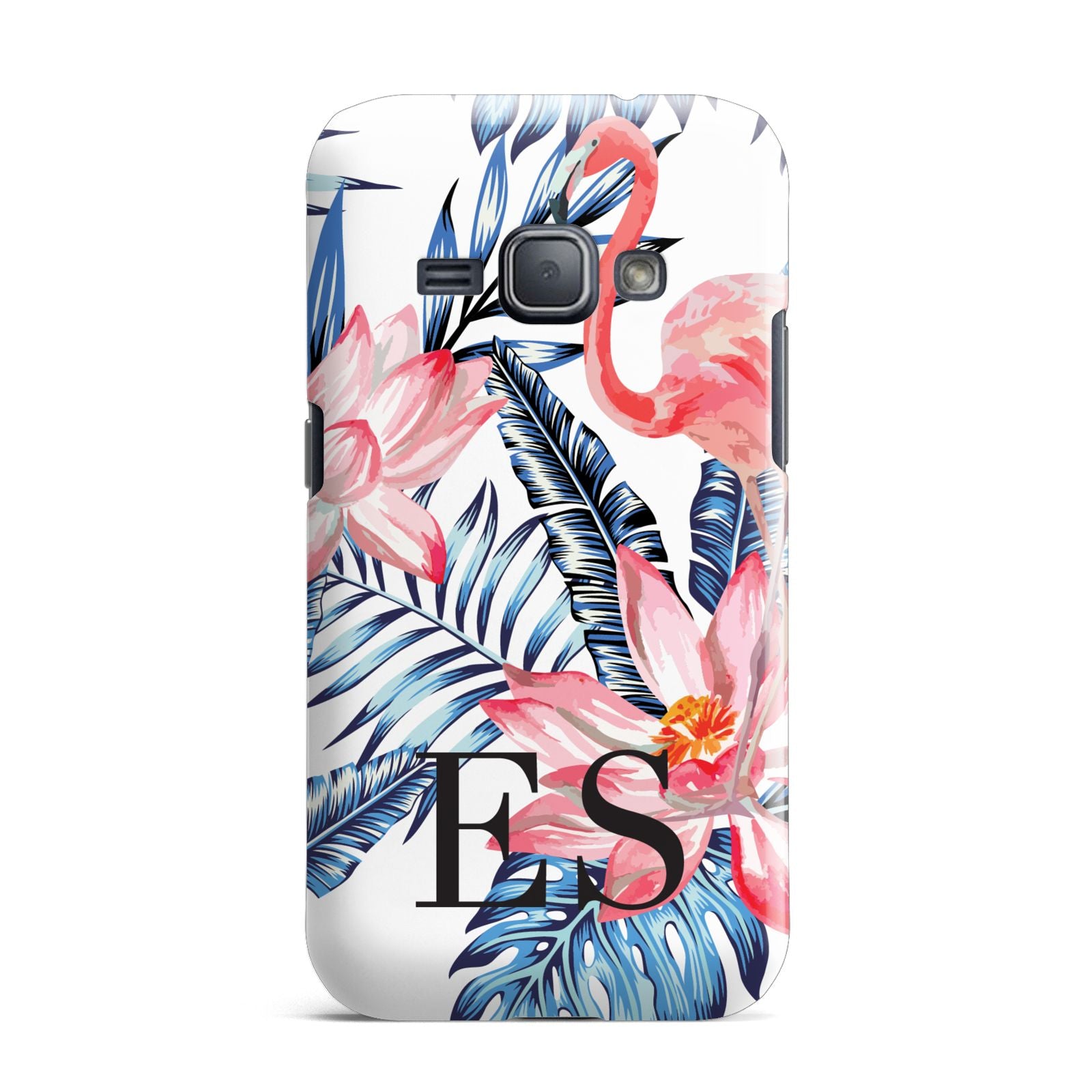 Blue Leaves Pink Flamingos Samsung Galaxy J1 2016 Case