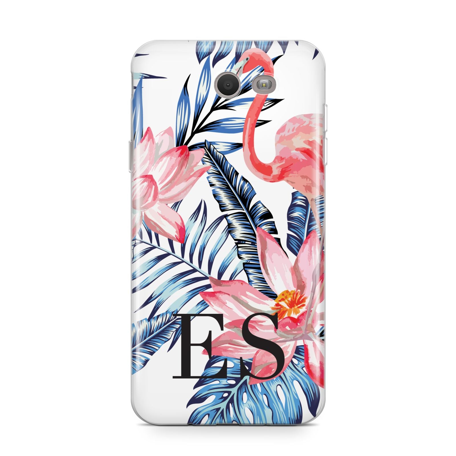 Blue Leaves Pink Flamingos Samsung Galaxy J7 2017 Case
