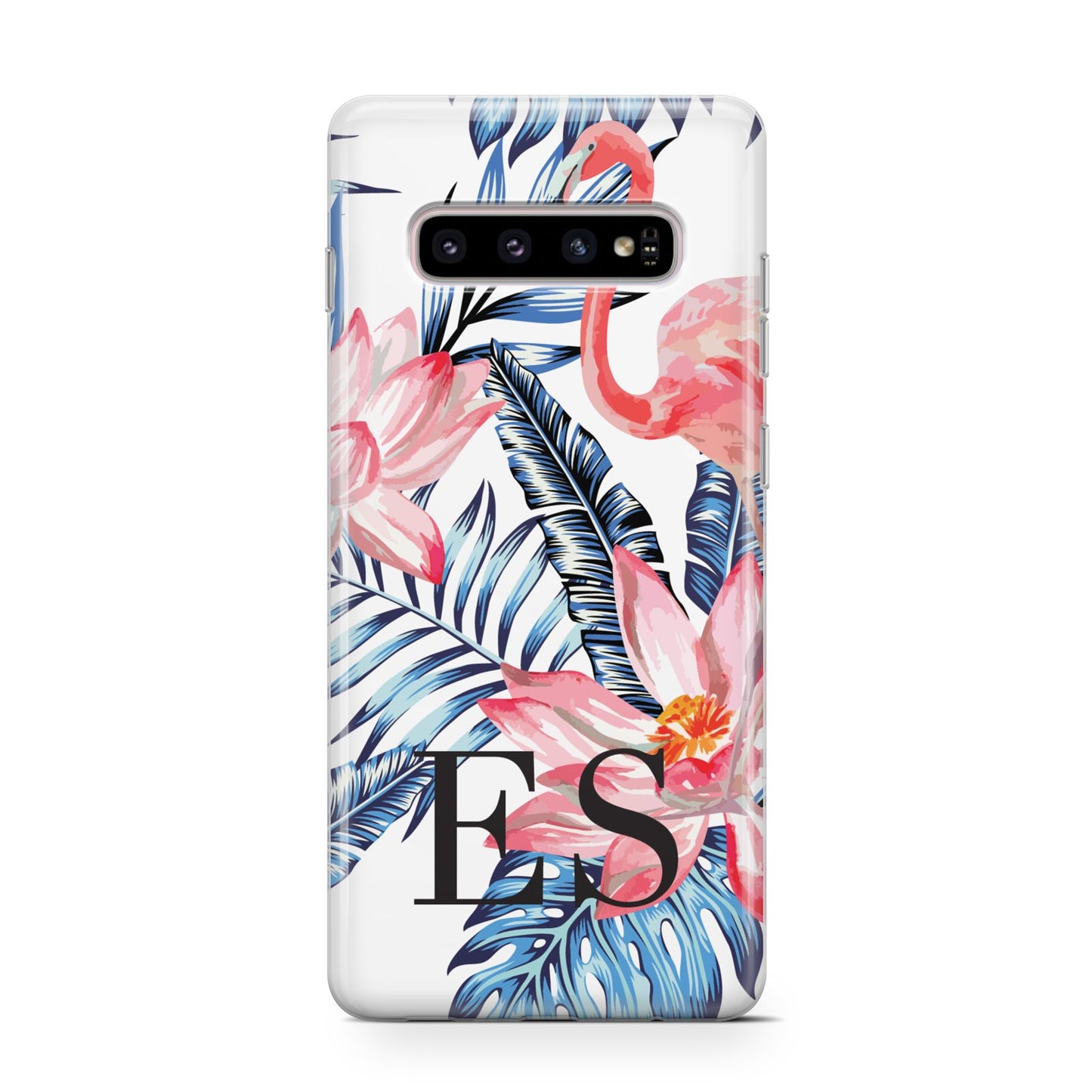 Blue Leaves Pink Flamingos Samsung Galaxy S10 Case